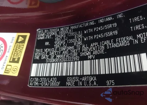 2016 Toyota Highlander Limited Platinum V6 from USA, damaged, VIN 5TDDKRFH3GS322992